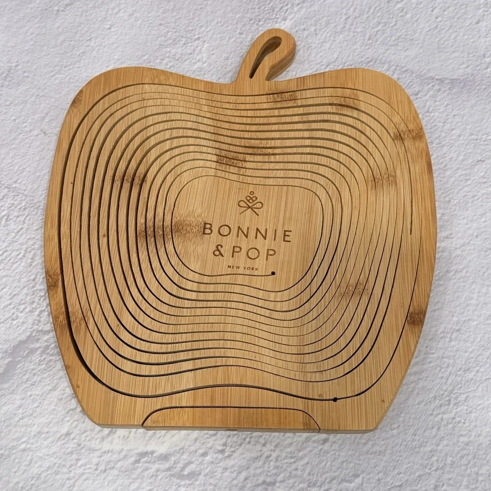 Bonnie & Pop New York Collapsible Wooden Apple Shaped Basket or Trivet